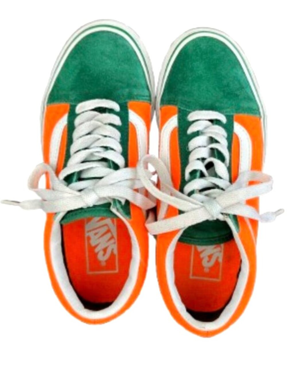 Vans Old Skool Green Orange Suede Sneakers Womens 5 Youth 3.5 Colorblock - Picture 3 of 7